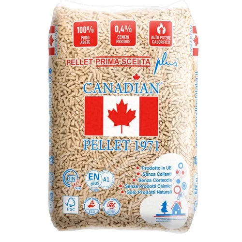 Canadian Pellet – drevené pelety zo smrekového dreva, paleta 72 vriec × 15 kg (1 080 kg)