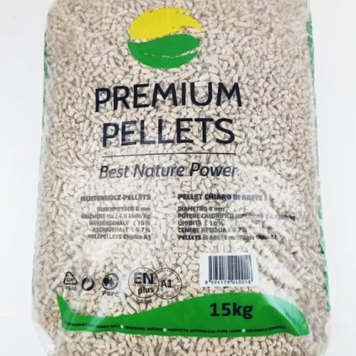 Prémiové smrekové drevené pelety ENplus A1 – 1 050 kg (70 vriec × 15 kg)