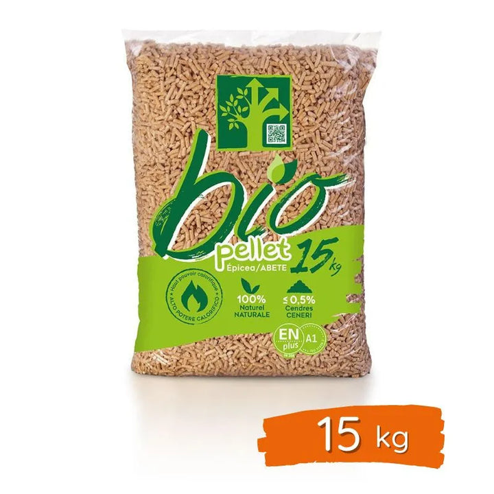 BIO PELLET – Drevené pelety 100 % smrek, ENplus A1 – 1 050 kg (70 × 15 kg)